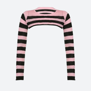 Goth Striped Knitted Shrug Sweater