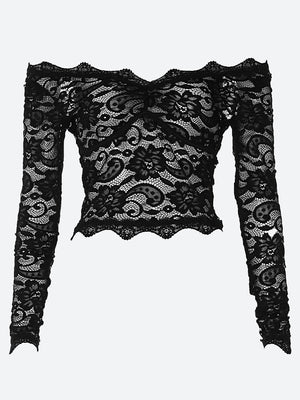Lace Sheer Off Shoulder Top