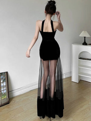 Strapless Sheer Maxi Dress