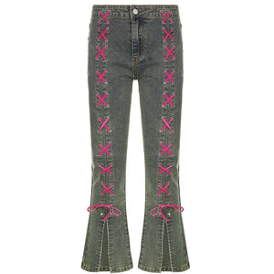 Y2K Lace Up Jeans