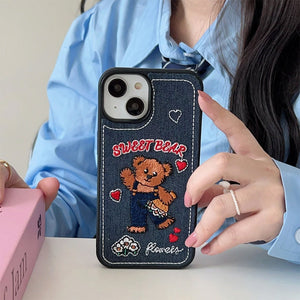 Sweet Bear Embroidery iPhone Case