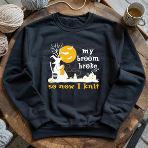 Broom Broke Knitting Witch Sweatshirt