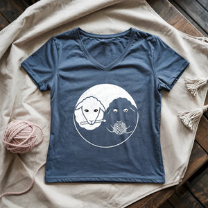 Black & White Sheeps Lady V-neck