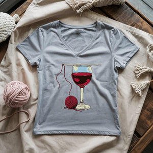 Wine And Yarn Lady V-neck