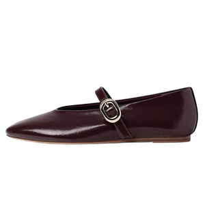 Wine Red Strap Ballet Flats