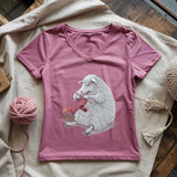 Woolly Knitting Lady V-neck