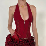 Baddie Zip Up Halter Top