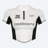 Biker Half Zip-Up Crop Top