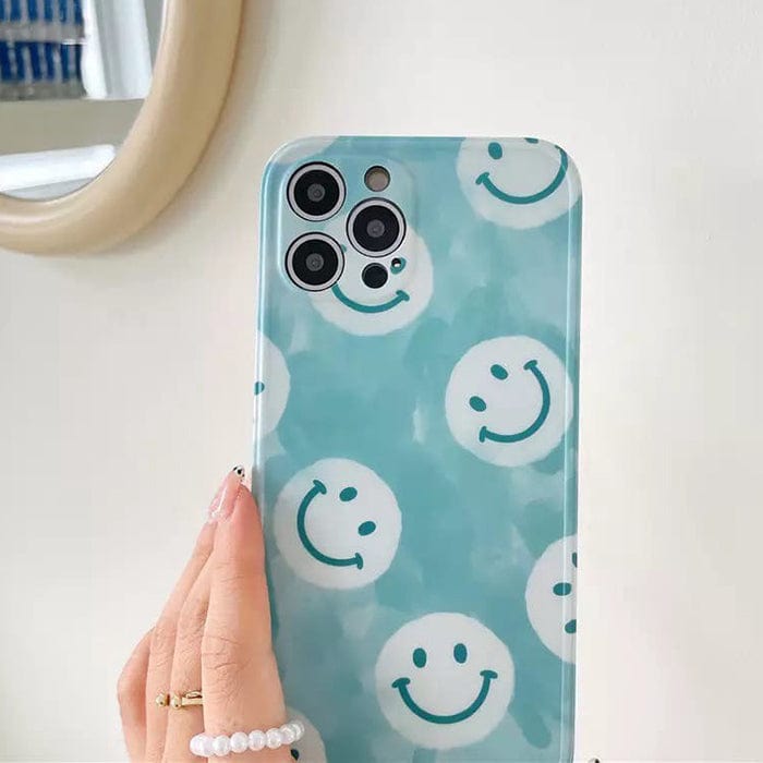 Blue Smiley iPhone Case