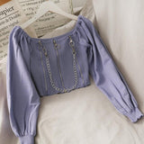 Chain Detailed Square Neck Crop Top