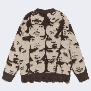 Grunge Face Pullover Sweater