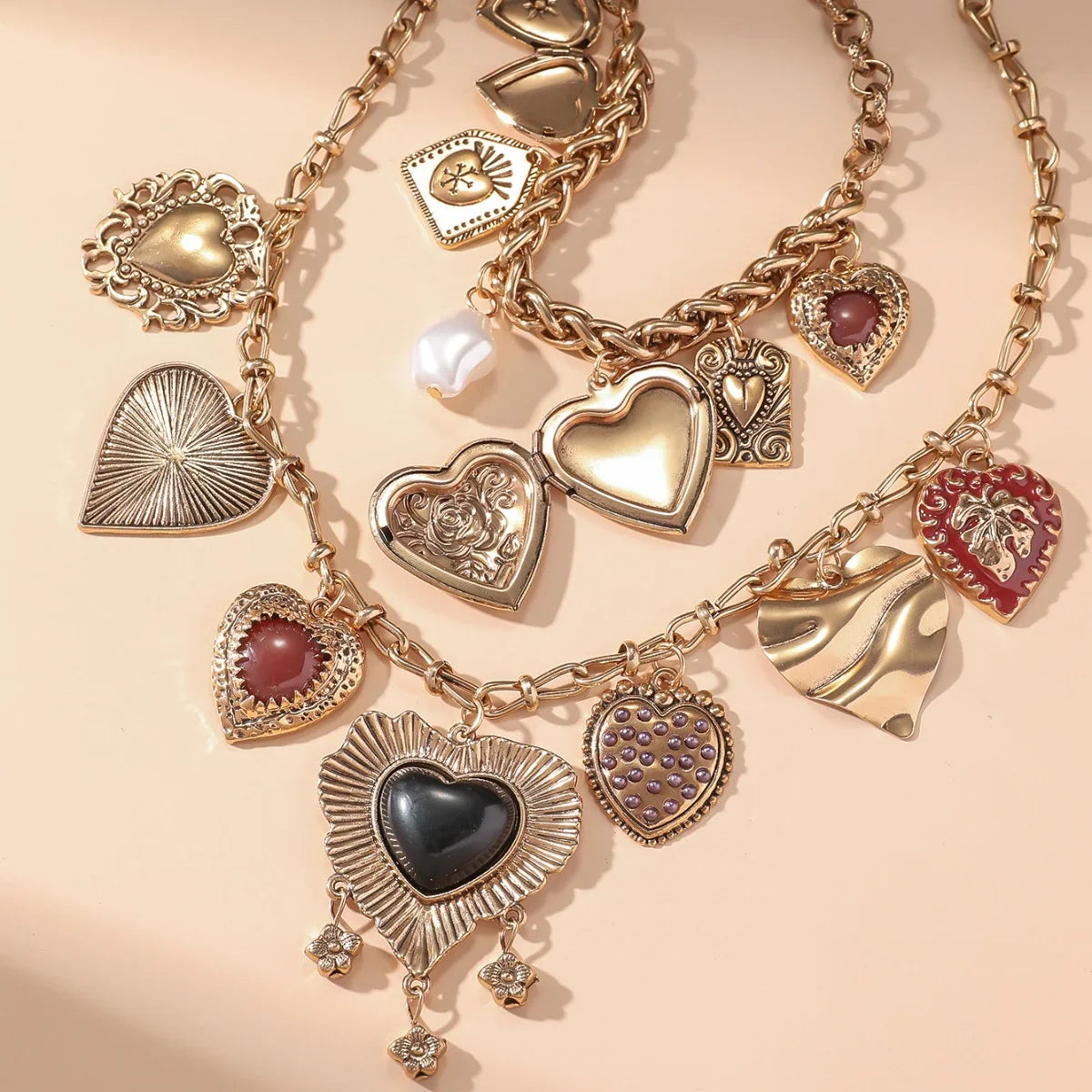 Heart Charms Two Pack Necklace