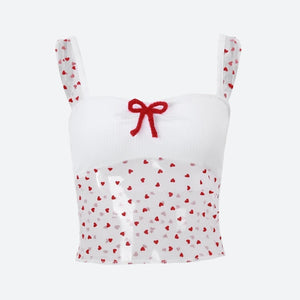 Heart Knitted Sheer Crop Top