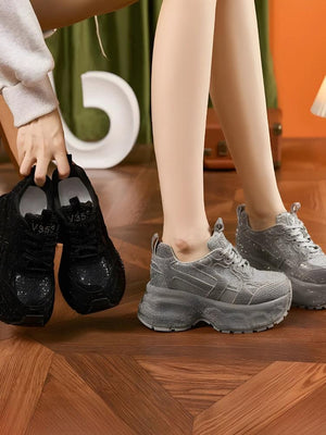 Rhinestone Platform Sneakers