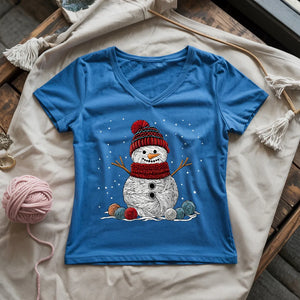 Yarn Snowman Lady V-neck