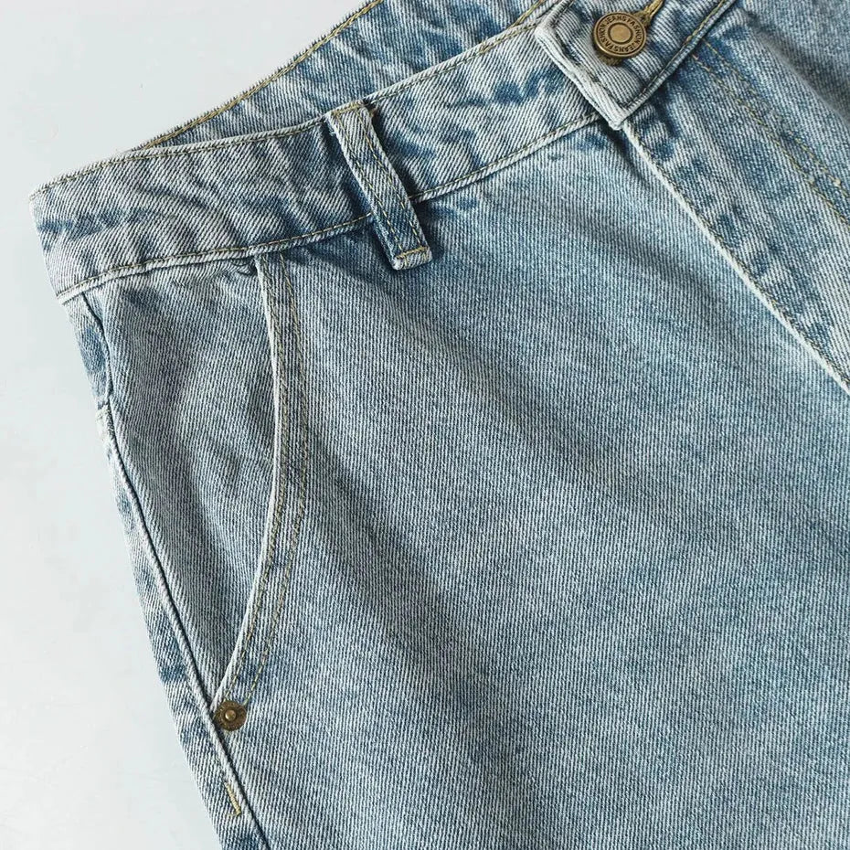 Snap Button Cut Out Jeans