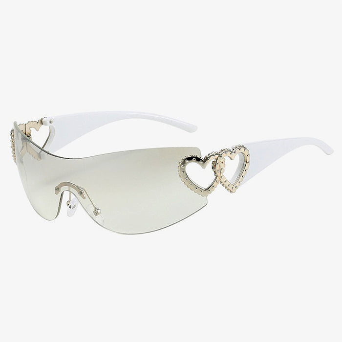 Y2K Rhinestone Heart Sunglasses