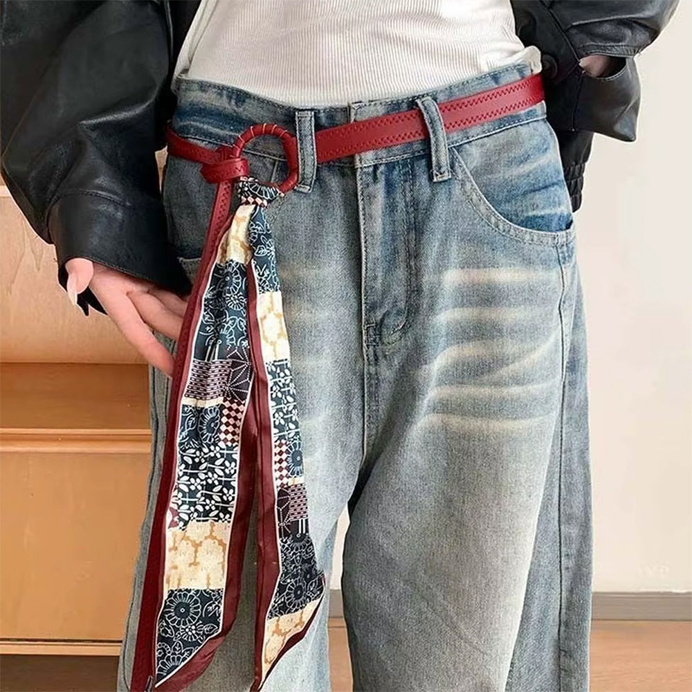 Indie Kid Patchwork Silk Tie Belt