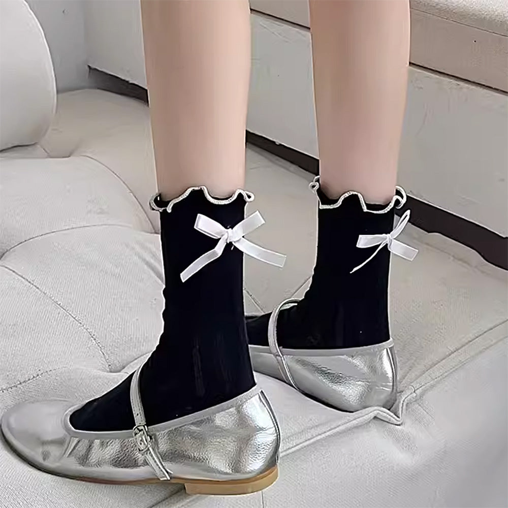 Preppy Aesthetic Bow Ruffle Socks