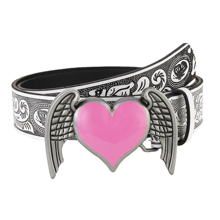 Y2K Aesthetic Angel Wings Heart Belt
