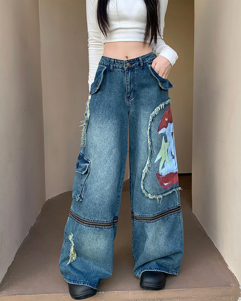 Apple Core Graffiti Cargo Jeans