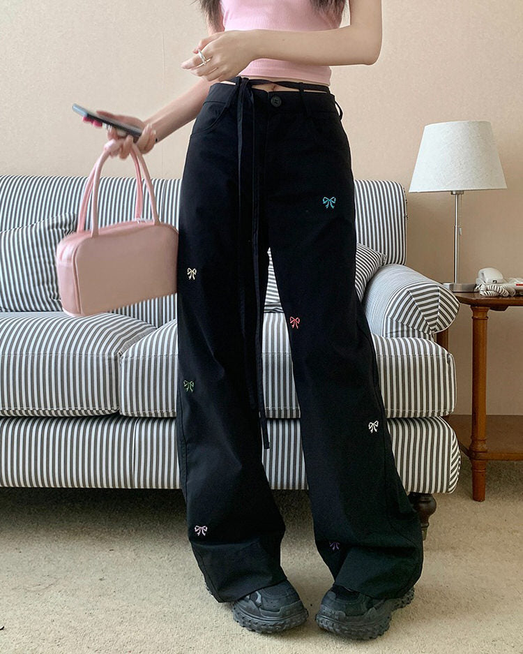 Coquette Aesthetic Bow Pants