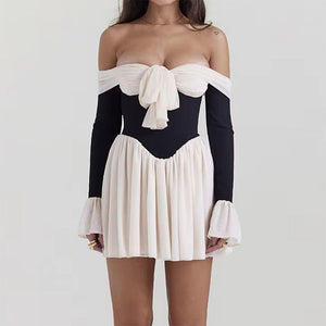 Mademoiselle Bow Off Shoulder Dress