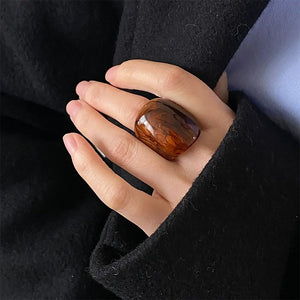 Brown Chunky Resin Ring