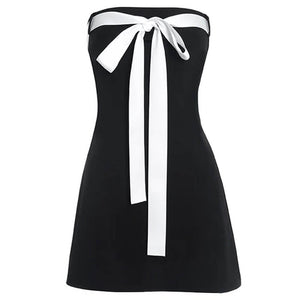 Coquette Aesthetic Bow Mini Dress