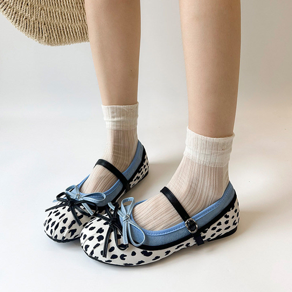 Cow Print Mary Jane Ballet Flats