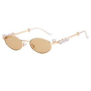 Crystal Metal Oval Sunglasses