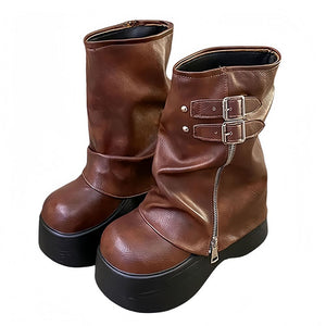 Forbidden Girlfriend Double Buckle Boots