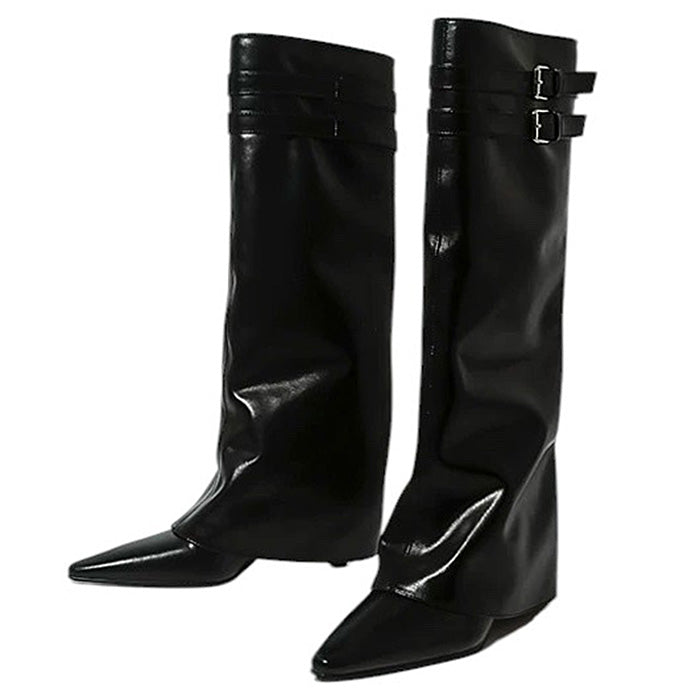 Catwalk Double Buckle Knee-High Boots