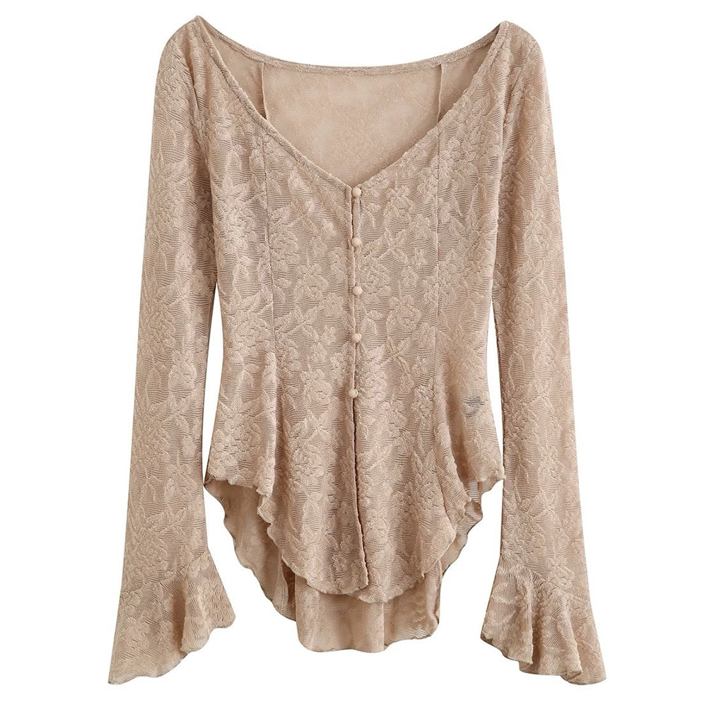 Fairycore Lace Flare Sleeve Top
