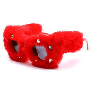 Y2K Fuzzy Rhinestone Glasses