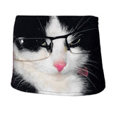 Glasses Cat Print Micro Skirt