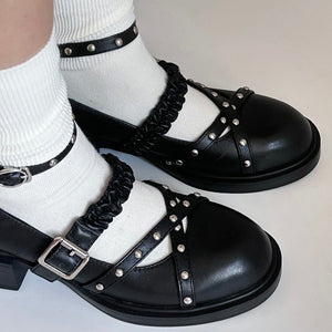 Grunge Sleaze Studded Mary Janes