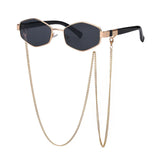 Hexagonal Sunglasses with Chain