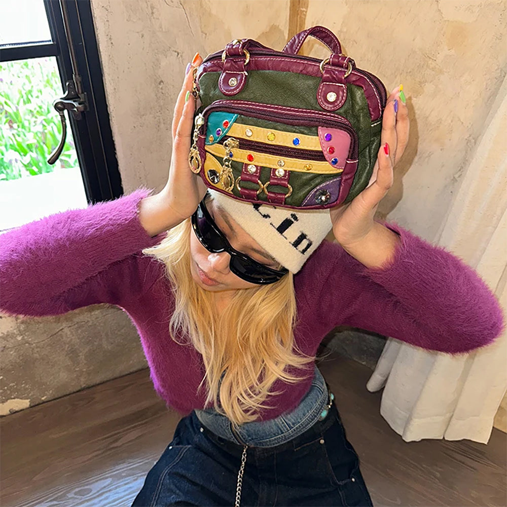 Hippie Aesthetic Patchwork Mini Bag