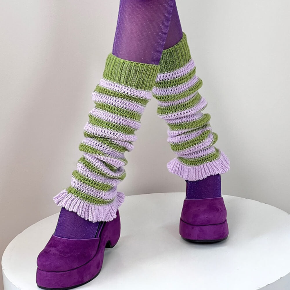 Indie Aesthetic Striped Leg Warmers