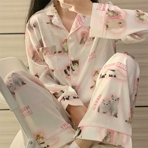 Kitty Satin Pajama Set