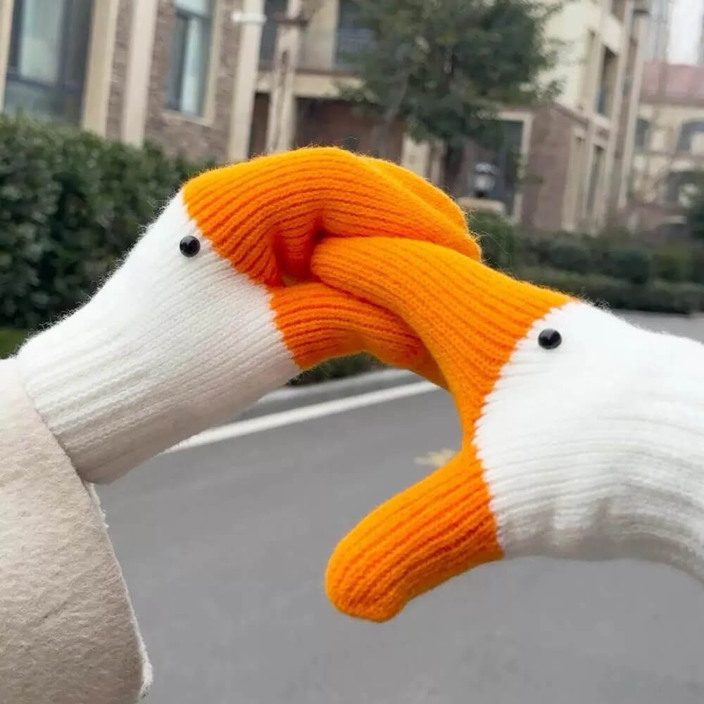 Knit Goose Winter Gloves