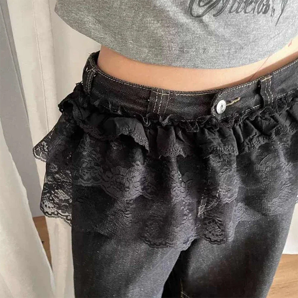 Lace Layered Mini Skirt Belt
