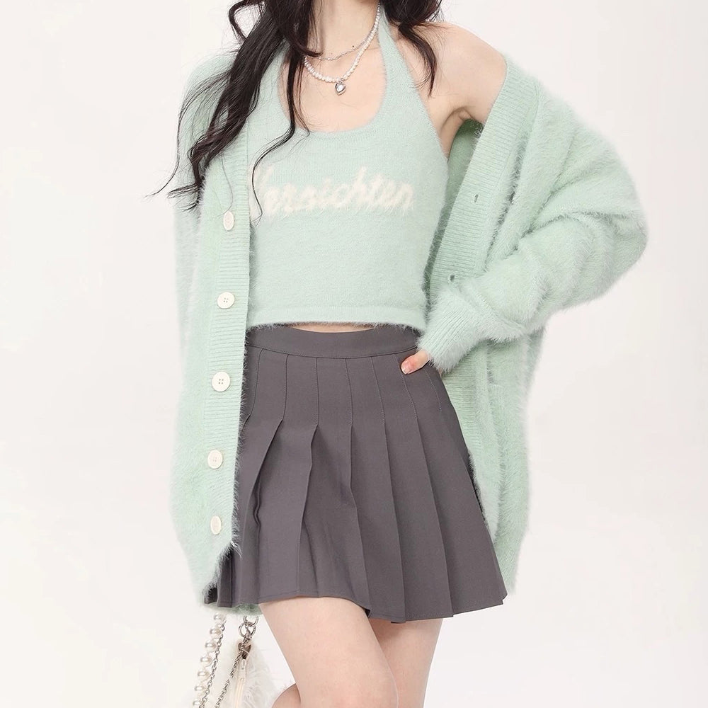 Mint Green Fuzzy Cardigan