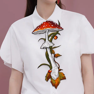 Mushroom Embroidery Necktie