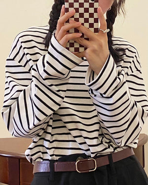 Oversized Striped Turtleneck Long Sleeve