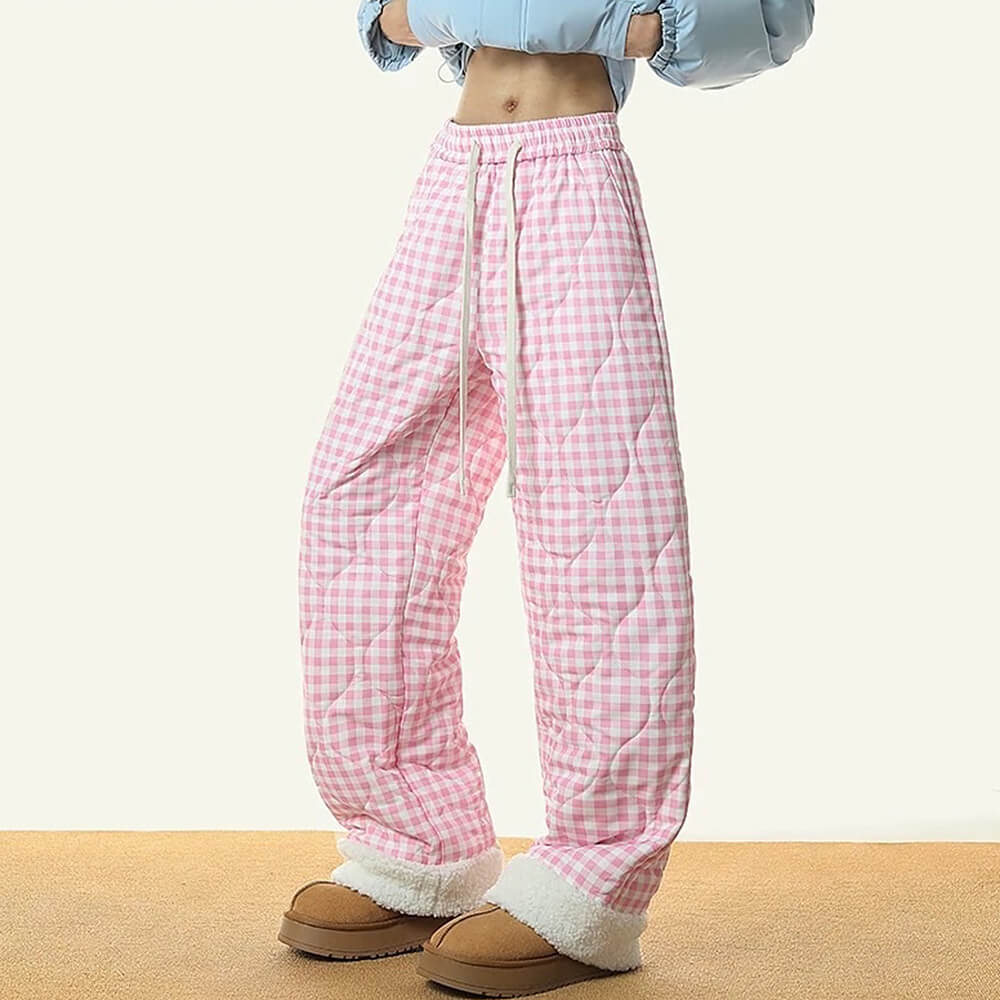 Pastel Checkered Puffer Pants