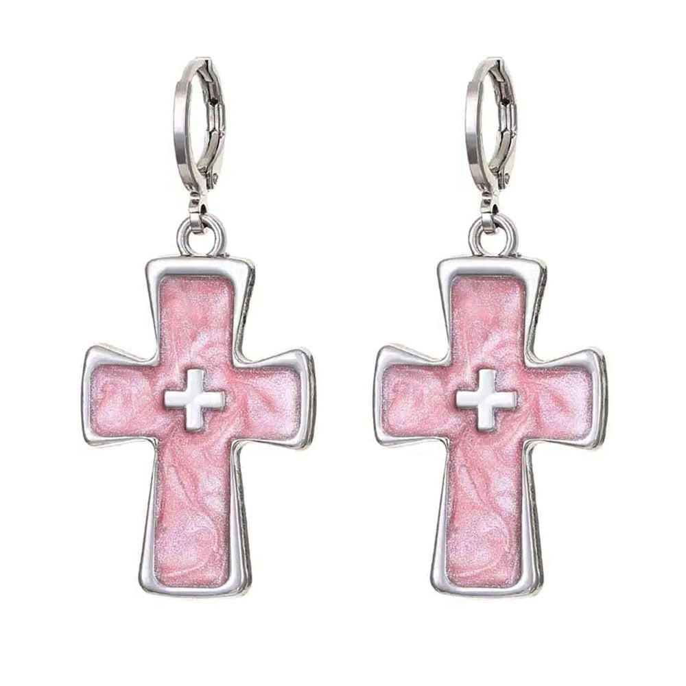Pastel Goth Cross Earrings