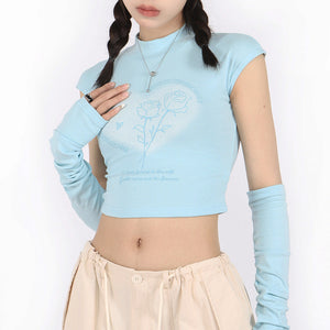Pastel Soft Girl Tee with Arm Warmers
