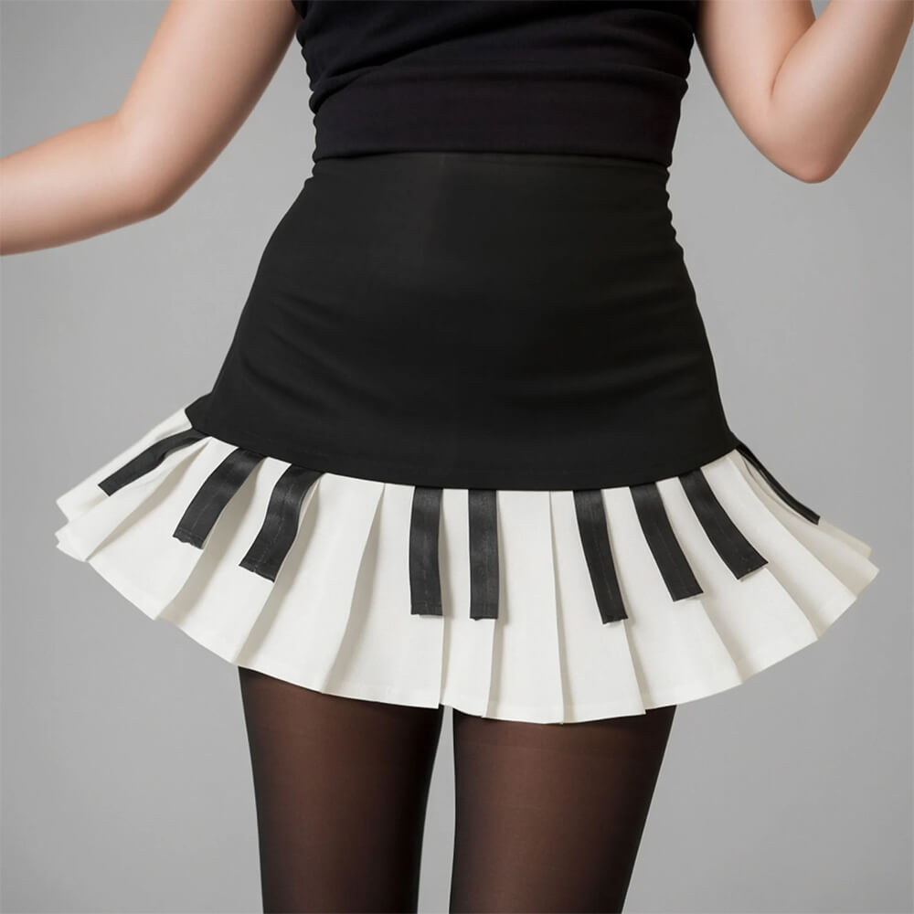 Piano Key Pleated Skirt